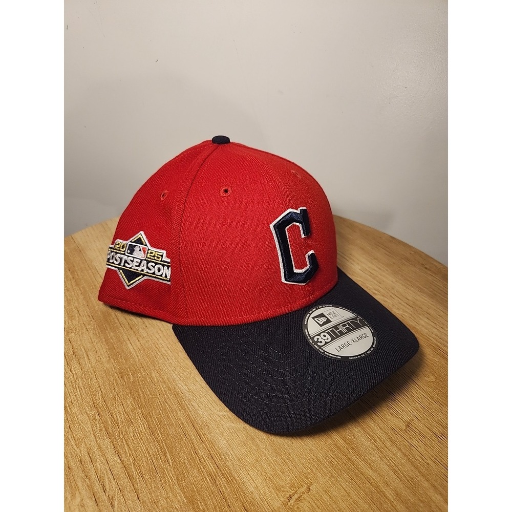 NEW Cleveland Guardians New Era 2025 Postseason 39Thirty Stretch Fit Hat Sz L/XL